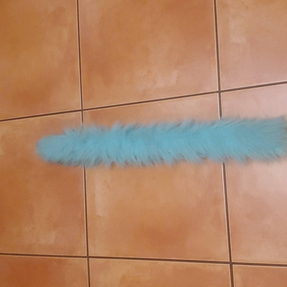 Turquoise Clipon Stuffed Fuzzy Furry Tail 30in